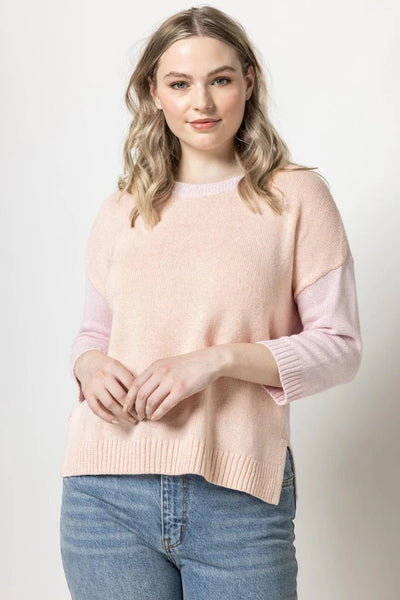 3/4 Sleeve Colorblock Sweater - Lush Lemon - Women's Clothing - Lilla P - 11886