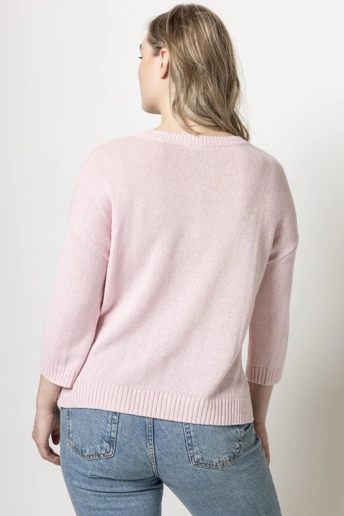 3/4 Sleeve Colorblock Sweater - Lush Lemon - Women's Clothing - Lilla P - 11889