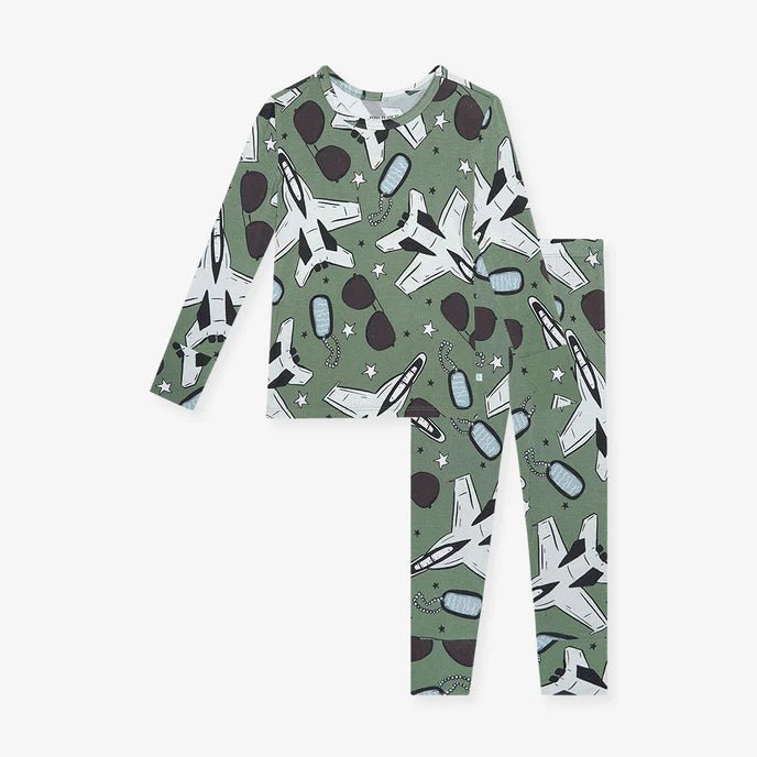 Airman Long Sleeve Basic Pajama - Lush Lemon - Children's Clothing - Posh Peanut - 196137299919