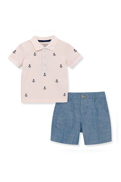 Anchor Polo Short Set - Lush Lemon - Children&