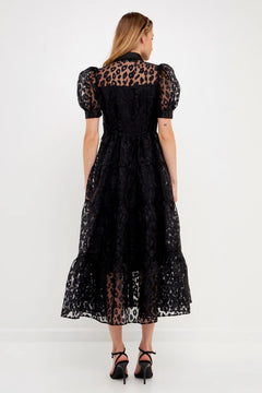 Animal Print Button Up Maxi Dress - Lush Lemon - Women&