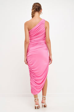 Asymmetrical Jersey Dress - Lush Lemon - Women&