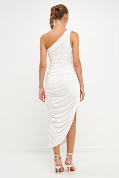 Asymmetrical Jersey Dress - Lush Lemon - Women&