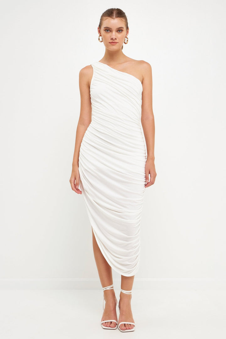 Asymmetrical Jersey Dress - Lush Lemon - Women's Clothing - Endless Rose - 192934505963