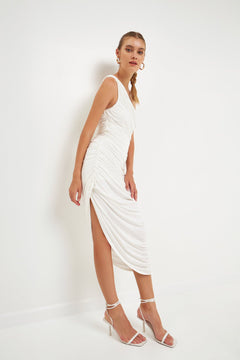 Asymmetrical Jersey Dress - Lush Lemon - Women&
