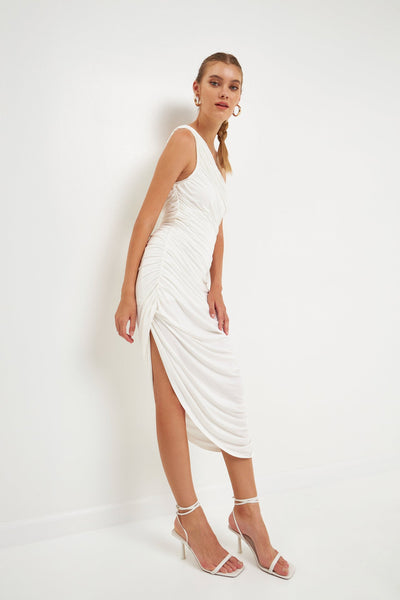 Asymmetrical Jersey Dress - Lush Lemon - Women's Clothing - Endless Rose - 192934513791