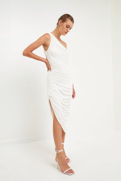 Asymmetrical Jersey Dress - Lush Lemon - Women&