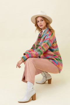 Aztec Shirt Jacket - Lush Lemon - Women&