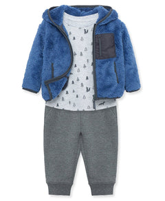 Blue 3Pc Sherpa Set - Lush Lemon - Children&