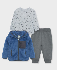 Blue 3Pc Sherpa Set - Lush Lemon - Children&