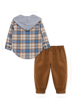 Blue Plaid Woven Pants Set - Lush Lemon - Children&