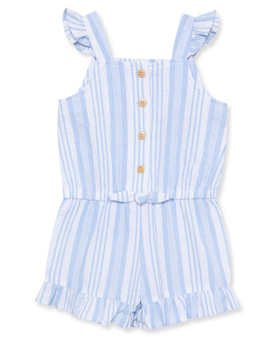 Blue Stripe Woven Romper - Lush Lemon - Children's Clothing - Little Me - 745644907574