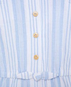 Blue Stripe Woven Romper - Lush Lemon - Children&
