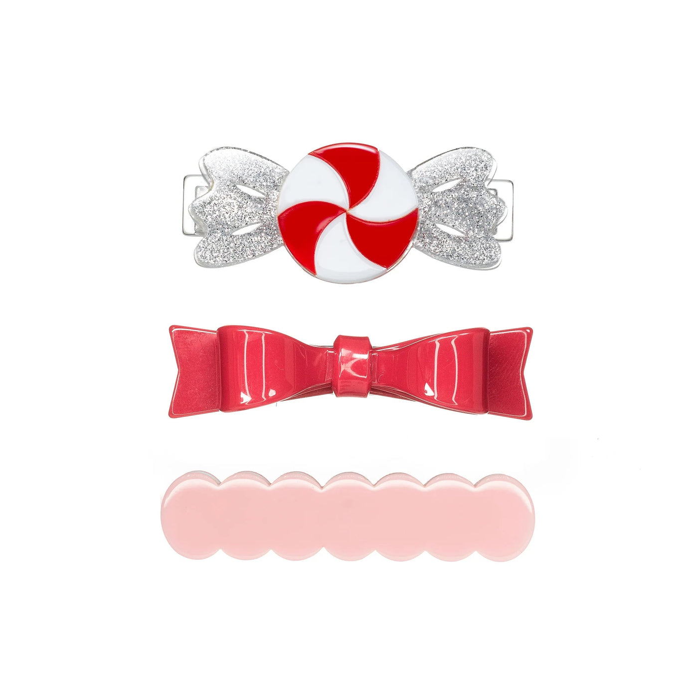 Candy Twist Red White Bowtie Alligator Clips - Lush Lemon - Children's Accessories - Lilies & Roses - 25072507