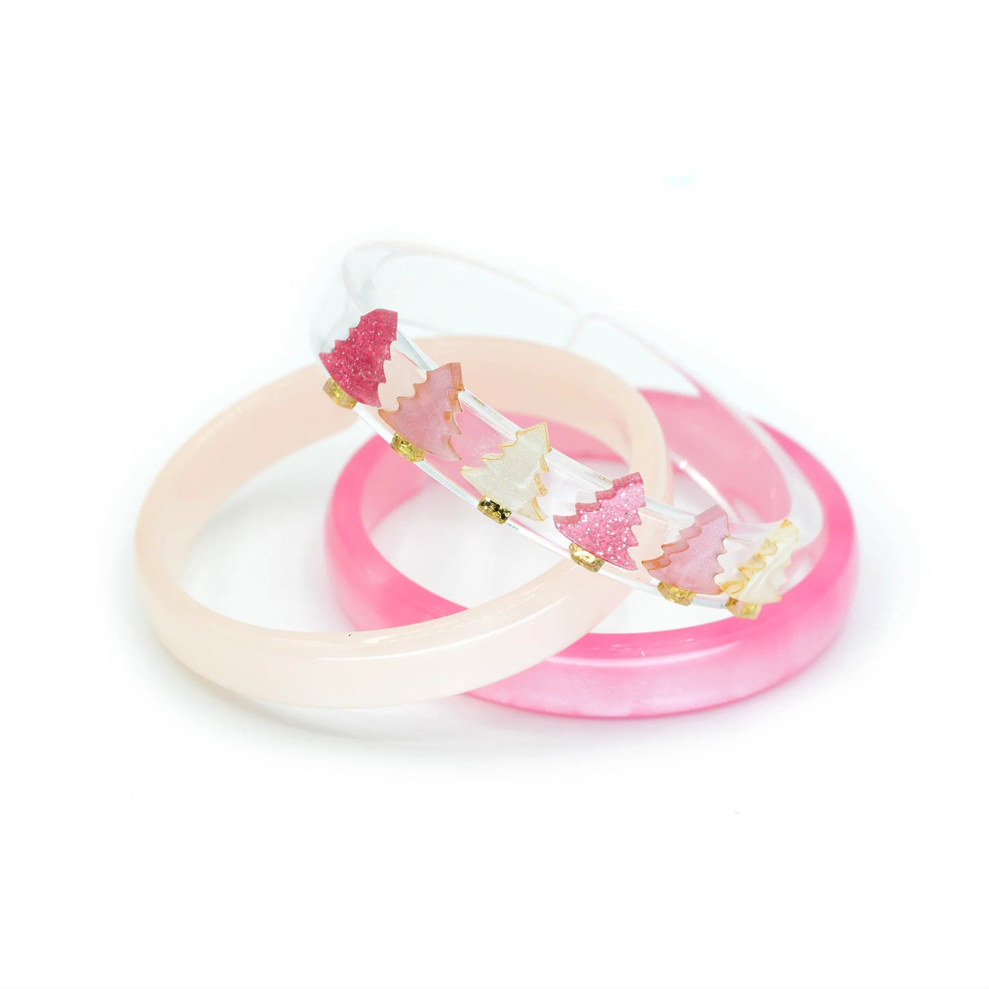 Christmas Tree Pink Pearlized Bangles - Lush Lemon - Children's Accessories - Lilies & Roses - 245331245331