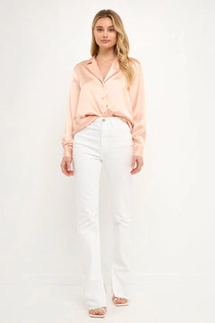 Classic Satin Over Shirt - Lush Lemon - Women&