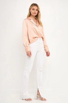 Classic Satin Over Shirt - Lush Lemon - Women&