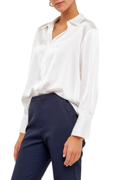 Classic Satin Over Shirt - Lush Lemon - Women&