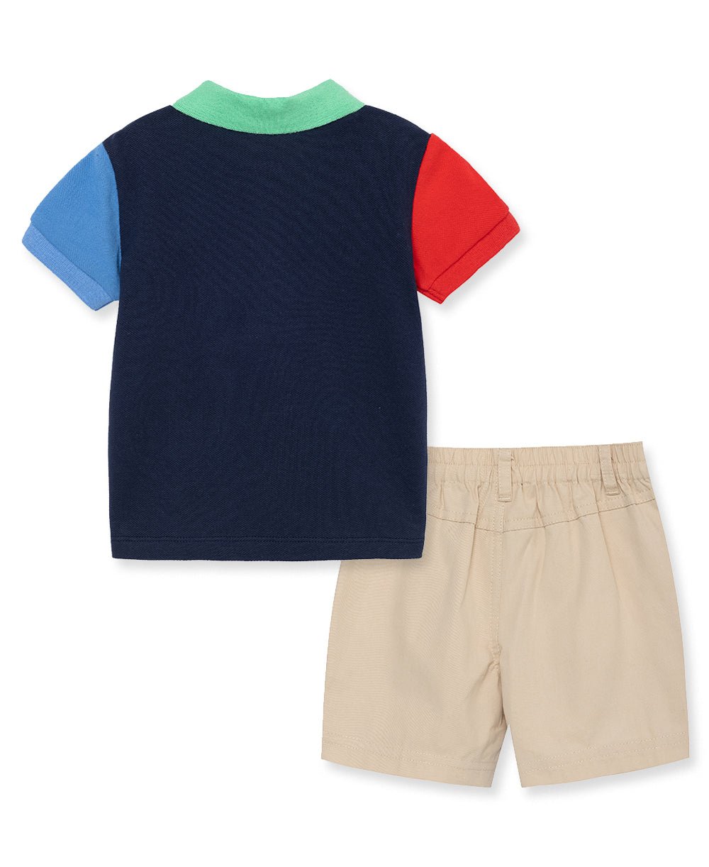 Color Block Polo Short Set - Lush Lemon - Children's Clothing - Little Me - 745644908274