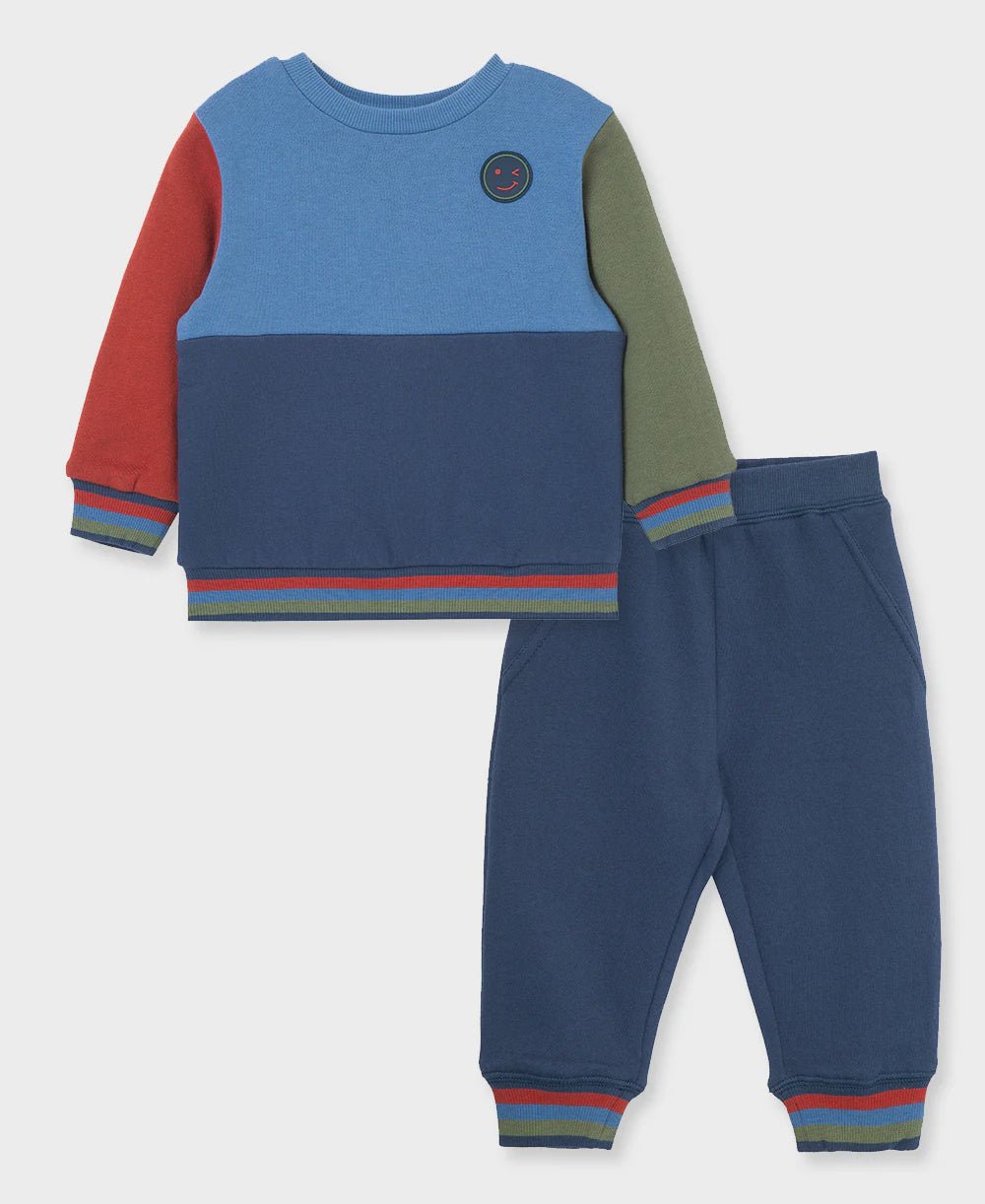 Colorblock 2Pc Sweatshirt Set - Lush Lemon - Children's Clothing - Little Me - 745644968674