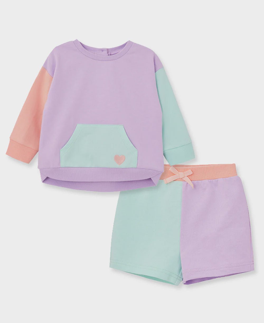 Colorblock Active Short Set - Lush Lemon - Children's Clothing - Little Me - 745644901893