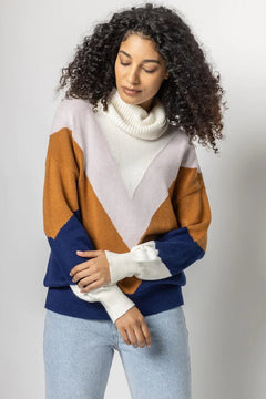Colorblock Turtleneck Sweater