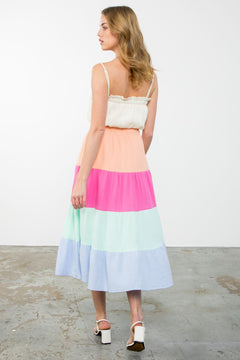 Colorblocked Midi Dress - Lush Lemon - Women&