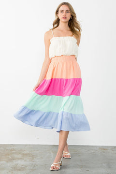 Colorblocked Midi Dress - Lush Lemon - Women&