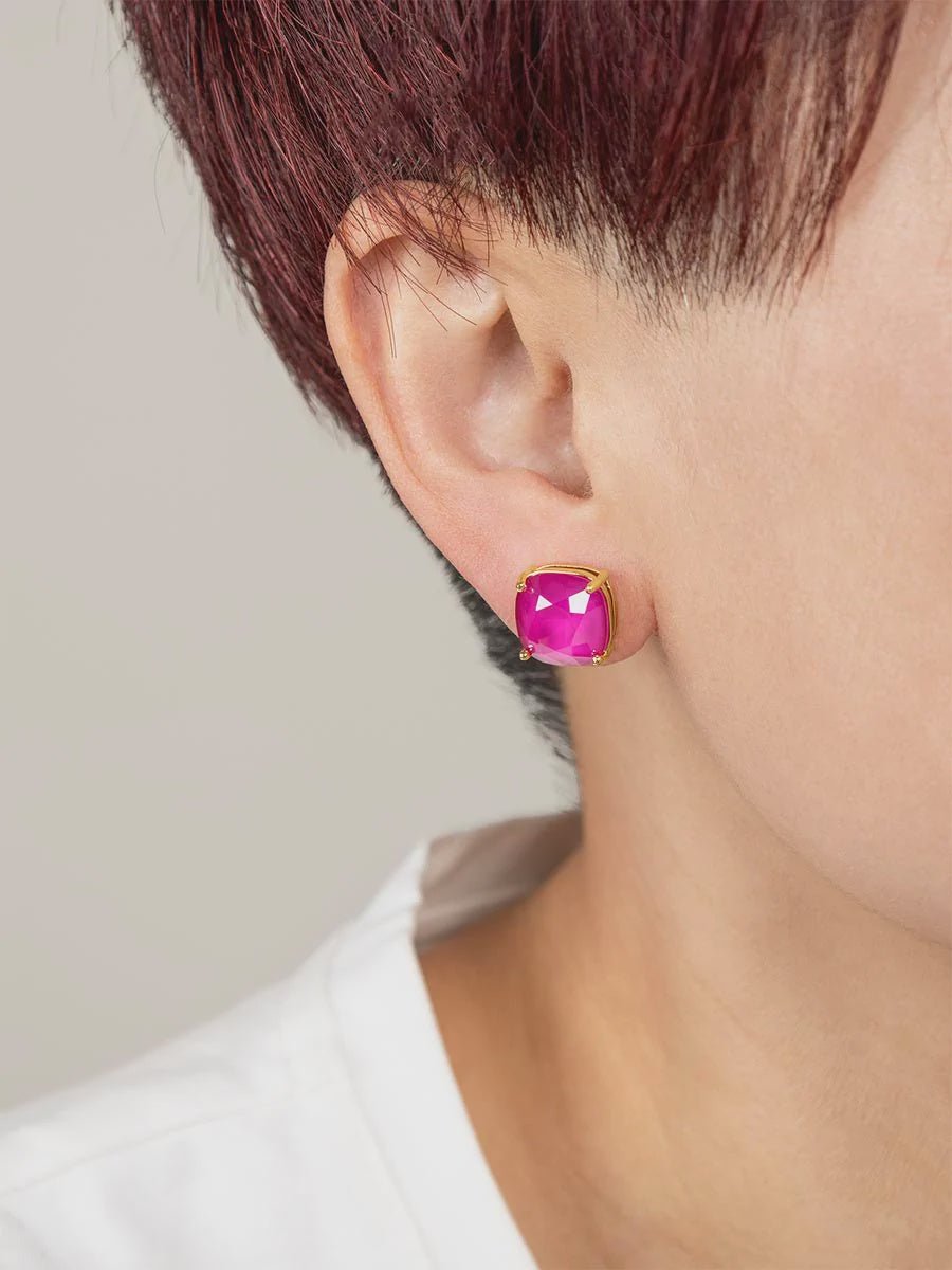 Crystal Earring W/Gold Accents - Lush Lemon - Women's Accessories - Zenzii - 11628