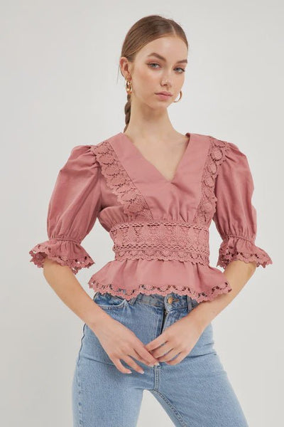 COMBINATION LACE TOP Ameri Vintage アメリ COMBINATION LACE TOP