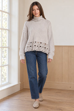 Halona Turtleneck in Heather Grey with the complete garment visible