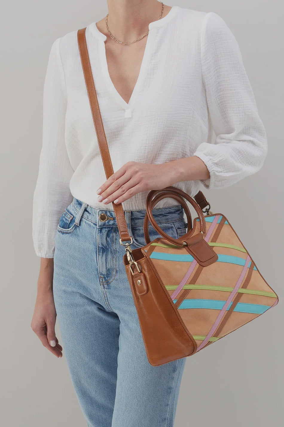 Heidi Satchel Mixed Leather - Hobo - Lush Lemon