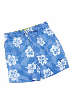 Hibiscus Check Boys Swim Trunk - Lush Lemon - Children&