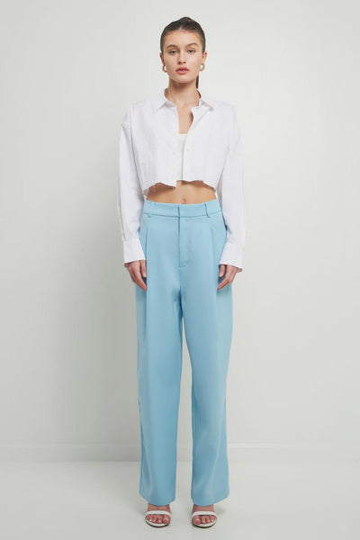 High-Waisted Suit Trousers - Lush Lemon - Women's Clothing - Endless Rose - 192934512466