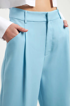 High-Waisted Suit Trousers - Lush Lemon - Women&