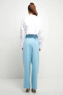 High-Waisted Suit Trousers - Lush Lemon - Women&
