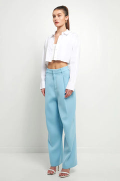 High-Waisted Suit Trousers - Lush Lemon - Women&