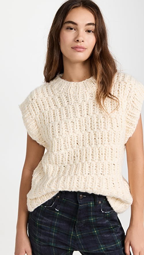 Ivory Sleevless Sweater - Lush Lemon - Women's Clothing - English Factory - 11477