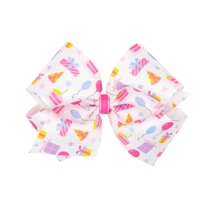 King Birthday Themed Printed Hair Bows - Lush Lemon - Children's Accessories - Wee Ones - 169816984