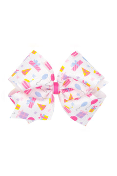 King Birthday Themed Printed Hair Bows - Lush Lemon - Children&