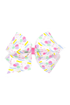 King Birthday Themed Printed Hair Bows - Lush Lemon - Children&