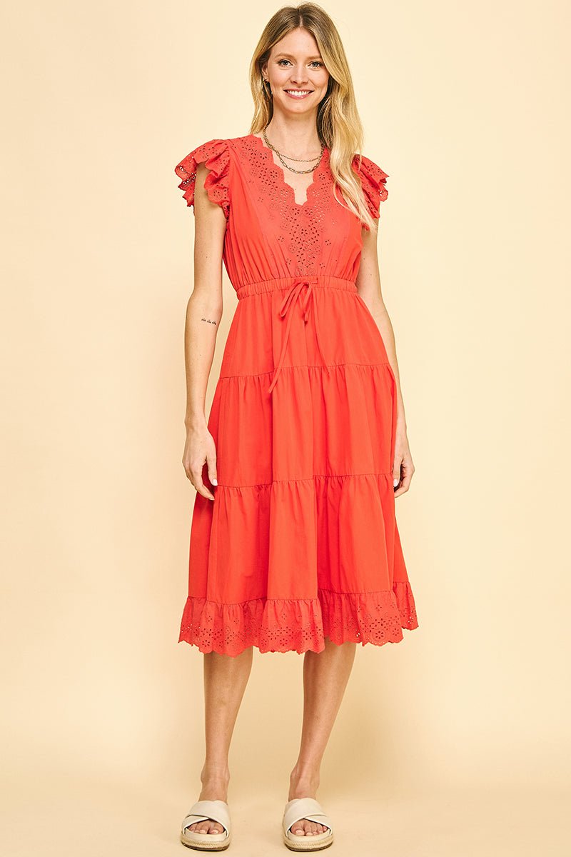 Lace Detail Midi Dress - Lush Lemon - Women's Clothing - Pinch - 13180