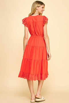 Lace Detail Midi Dress - Lush Lemon - Women&