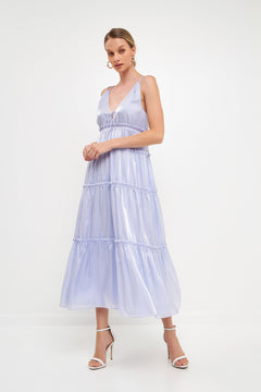 Light Sheen Front Tie Maxi Gown - Lush Lemon - Women&