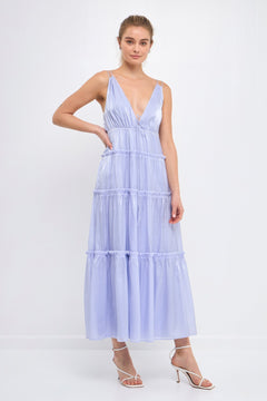 Light Sheen Front Tie Maxi Gown - Lush Lemon - Women&