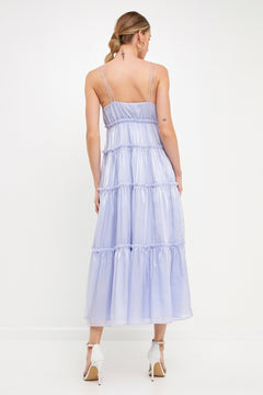 Light Sheen Front Tie Maxi Gown - Lush Lemon - Women&