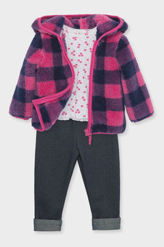 Lilac Check 3Pc Sherpa Set - Lush Lemon - Children&