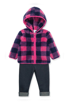 Lilac Check 3Pc Sherpa Set - Lush Lemon - Children&