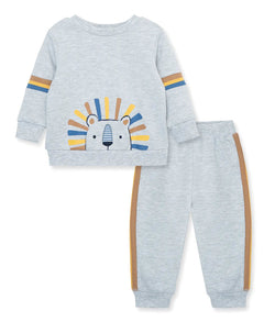 Lion 2Pc Sweatshirt Set - Lush Lemon - Children&