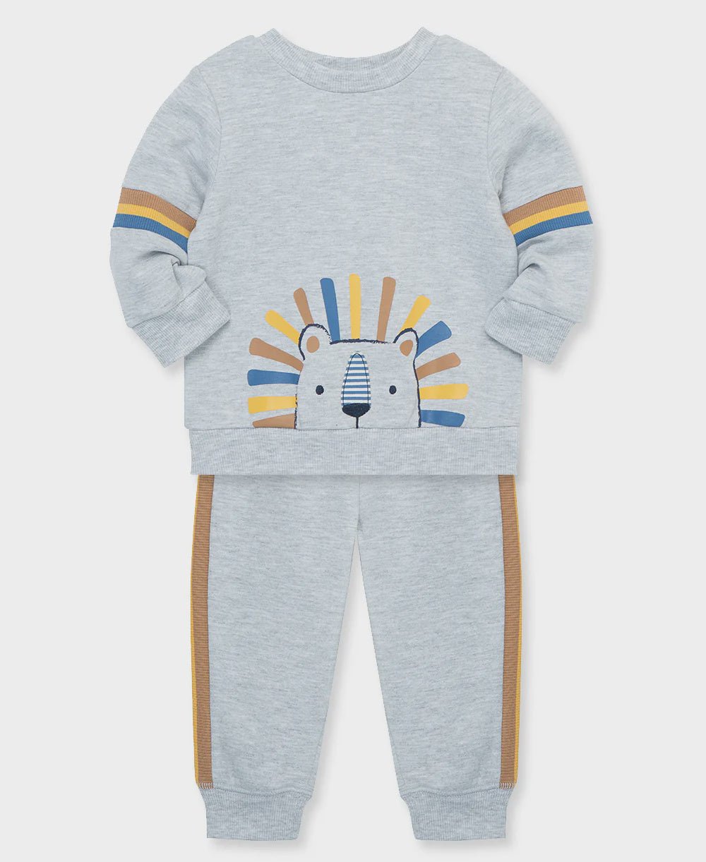 Lion 2Pc Sweatshirt Set - Lush Lemon - Children's Clothing - Little Me - 745644968971